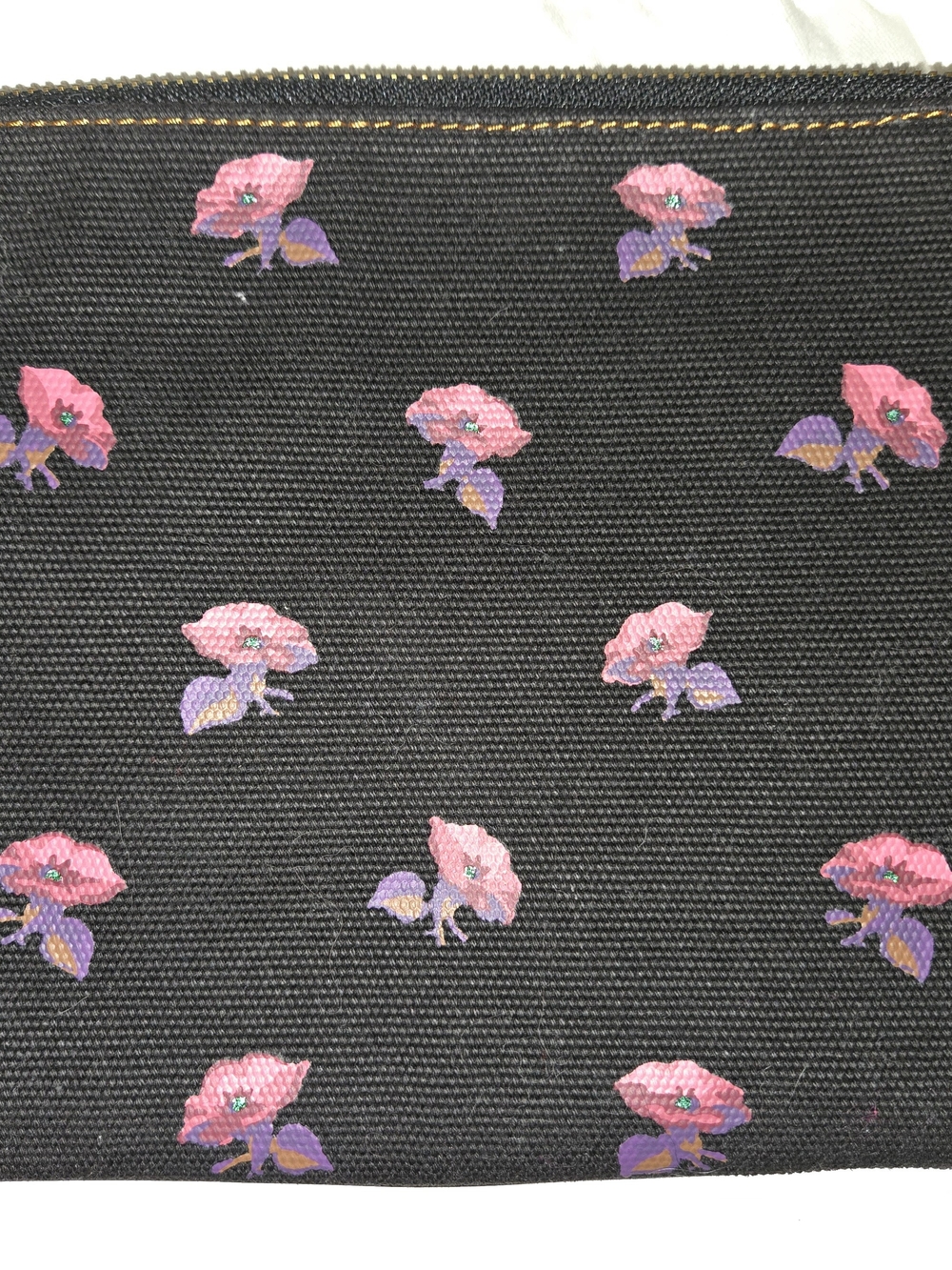 Coach x Disney 'Sleeping Beauty' Floral Zip Pouch- Black NWOT - Picture 4 of 7